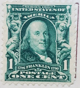 RARE BENJAMIN FRANKLIN 1907 1 CENT 4 PERF. STAMP UNCLD MINNEAPOLIS POSTCARD - Picture 1 of 3