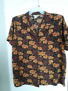 VTG 70S SHIP N SHORE BLACK MULTI FLORAL BLOUSE TOP WOMEN SZ 18 - Bild 1 von 4
