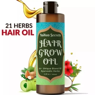 Indian Hair Growth Oil Fast Hair Grow Oil With Blends 21 Ayurvedic Haircare Herb - Image 1 of 4