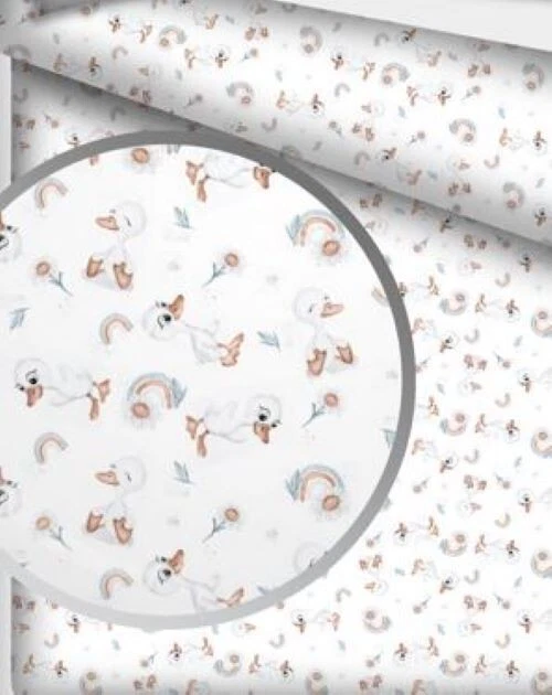 Baumwollstoff Sale Ente klein Öko-Tex Meterware weiß ab 50cmx160cm - Bild 1 von 1