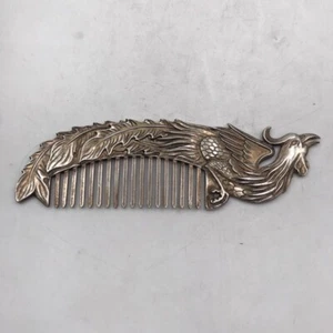 Chinese Old Decoration Collectibles Handwork Tibet Silver Carving Phoenix Comb - Picture 1 of 5