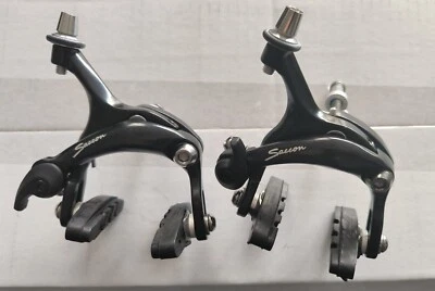 PINZA FRENO ANTERIORE POSTERIORE BICI STRADA NERO ALLUMINIO SGANCIO RAPIDO - Immagine 1 di 2