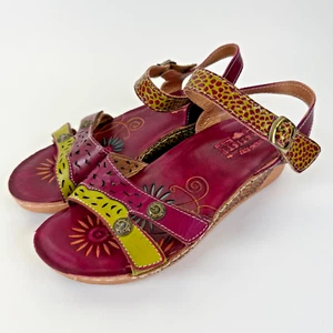 L'Artiste By Spring Step Freja Leather Wedge Shoes Ankle Strap Sandal 40 US 9 - Picture 1 of 18