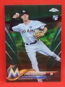 2018 Topps Chrome Green Wave Refractor #22 Brian Anderson Rookie /99 Miami