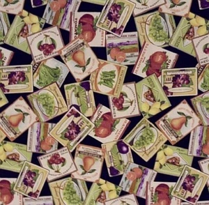 RARE California Vegetable & Fruit Supply Red Rooster OOP 100% Cotton Fabric BTQY - Picture 1 of 3