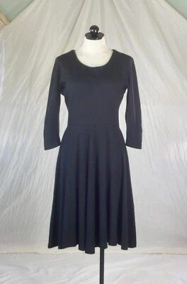 VESTIDO NEGRO PEQUEÑO MAX MARA vintage años 90 lana perfección minimalista ajuste + acampanado M Foto 1 de 4
