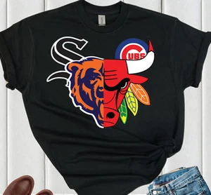 Chicago All Teams T Shirt | Chicago Sports Team Tee | Chicago Basketball MLB NFL - Picture 1 of 5