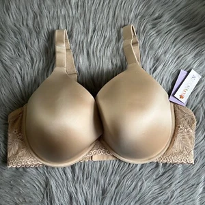 Joyspun Plunge Bra Women Size 46DD Beige Padded Push Up Underwire Back Closure - Picture 1 of 7