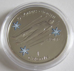 Isle of Man 1 Crown 2013 Olympics Sochi Luge Silver