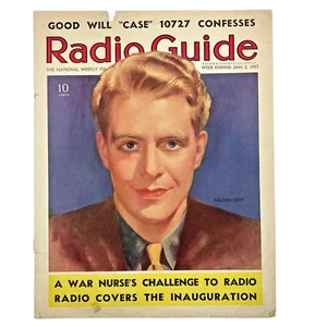 1937 Radio Guide Original Full-Color Magazine Cover Nelson Eddy Sheet Music - Imagen 1 de 3
