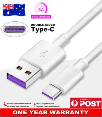 Original USB Type-C 5A Charger Adapter Cable Data Cord For Huawei P30 Pro P20 AU - Image 1 of 4