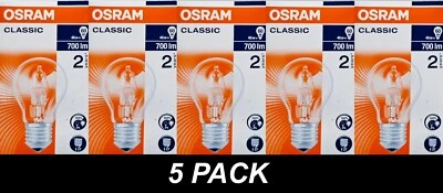 5 x 46W Clear GLS Halogen Light Globes Bulbs Screw Cap E27 Osram 46W=60W Osram - Image 1 of 2