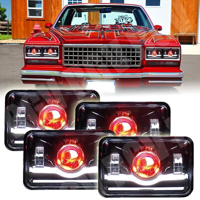 Faros LED 4x6" Alto/Bajo DRL para Chevrolet Monte Carlo 1980-1988 El Camino 4 piezas Foto 1 de 4