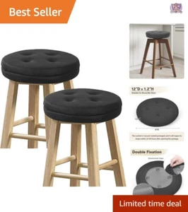 Set of 2 Super Breathable Black Round Bar Stool Cushions 12" - Ergonomic Comfort - Picture 1 of 9