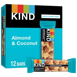KIND Bars, Almond & Coconut, Gluten Free, Low Sugar, 1.4 Ounce Bars, 12 Count - Picture 1 of 10