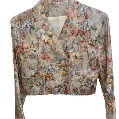 Chaqueta corta floral vintage años 80 para mujer talla pequeña Foto 1 de 4