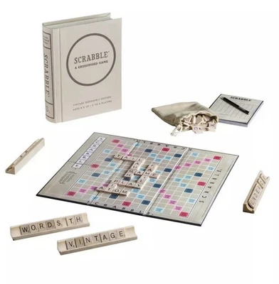 WS Game Company Scrabble Vintage Bookshelf Edition  Wooden Tiles Wood Tile Racks - Image 1 of 4
