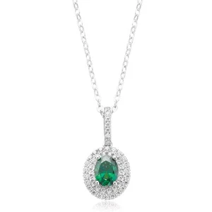 Zamel's KISS Sterling Silver Oval Cut Green Cubic Zirconia Pendant Jewellery - Picture 1 of 1