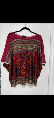   Ralph Lauren Cuello Barco Paisley Rosa Multi Suéter Top L. Foto 1 de 4