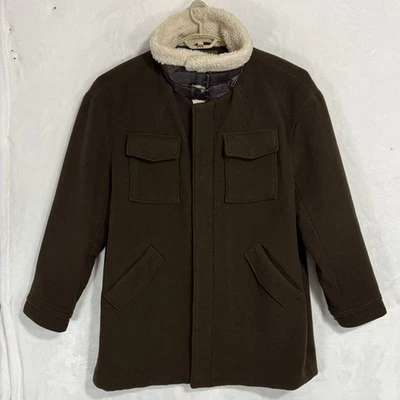 Zara Man Aviator Field Jacket Winter Coat Size XXL Shearling Collar Quilted Wool - Image 1 of 4