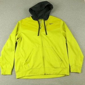 Nike Jacket Mens Large Therma Fit Full Zip Activewear Hoodie Fleece Neon Yellow - Picture 1 of 6