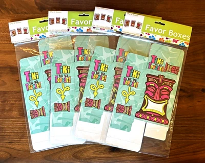 TIKI LUAU PARTY FAVOR BOXES 24 TOTAL NEW 4 PACKS OF 6 - Image 1 of 2