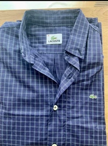 Boys Lacoste Shirt Blue White Check Long Sleeved Age 12 - Picture 1 of 4