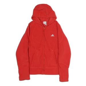 ADIDAS Womens Red Hoodie UK 10 Full Zip Sports Casual Sweatshirt - Picture 1 of 6
