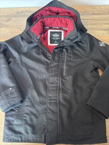 Hollister All Weather Collection Men’s  Hooded Red Fleece Lined Jacket M Black - Picture 1 of 16