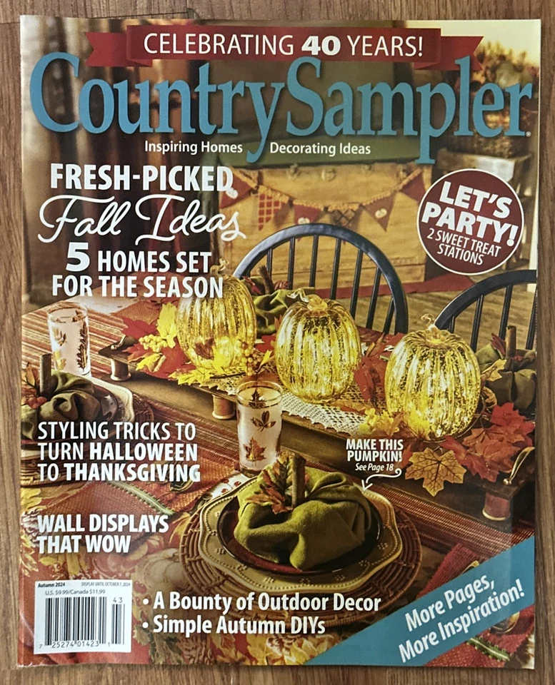 COUNTRY SAMPLER MAGAZINE Autumn OCTOBER 2024 Fall Ideas Decorating Crafts - Image 1 of 1