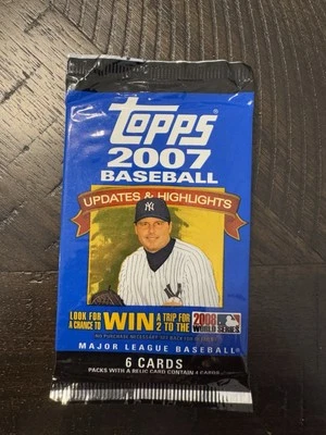 2007 Topps Baseball Updates & Highlights 6 Card Pack Sealed NEW - Image 1 of 2