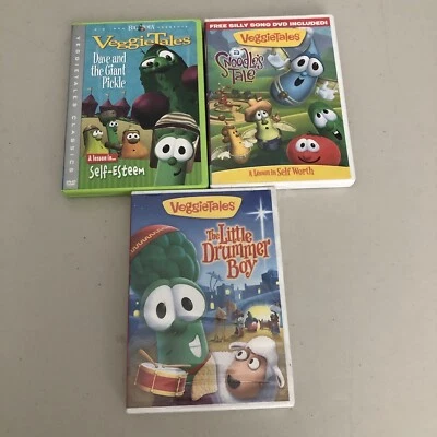 Veggie Tales DVD Lot A Lesson in Self Esteem A Lesson in Self Worth Drummer Boy Foto 1 de 4