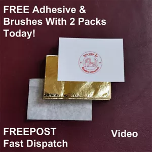 100 Gold Leaf Sheets 24K Gold Colour Art Crafts Design Gilding Framing - Picture 1 of 9