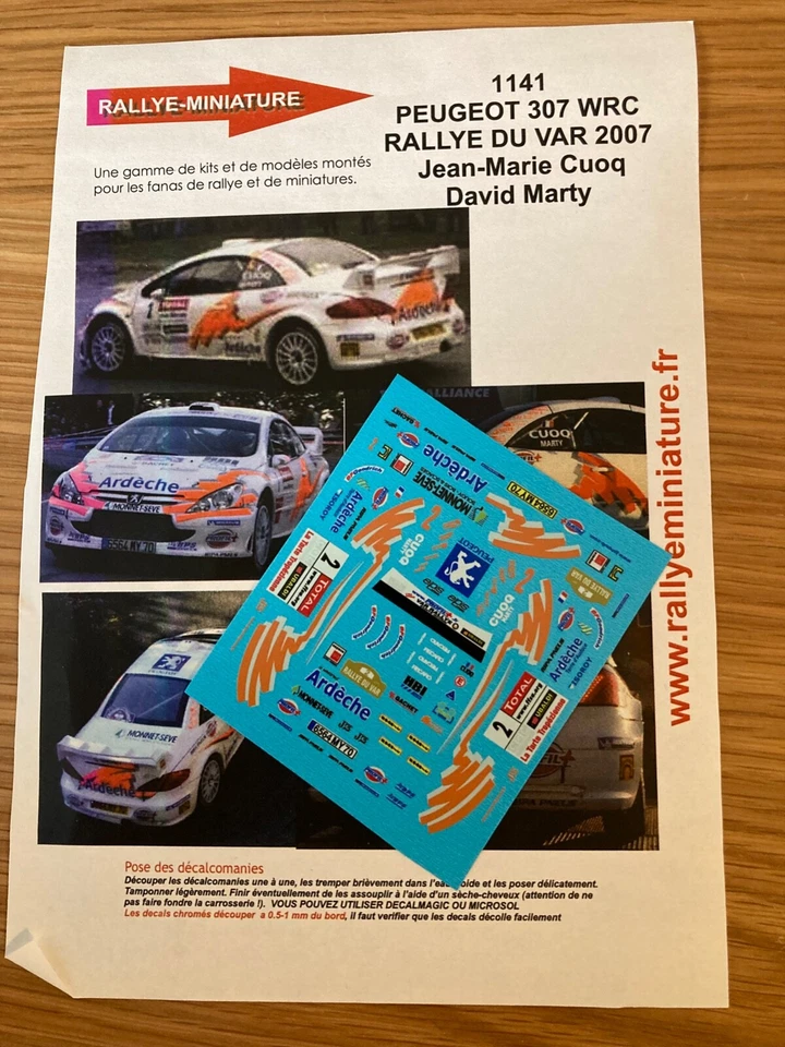 DECALS 1/43 PEUGEOT 307 CUOQ RALLYE DU VAR 2007 RALLY - Photo 1/1