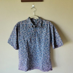 Reyn Spooner Medium Aloha Hawaiian Floral Shirt 1/4 Button Pullover - Picture 1 of 2