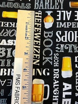 Tazas de cerveza TT Words 100 % tela de algodón por yarda 36 x 44 C8953 elaboración artesanal Foto 1 de 4