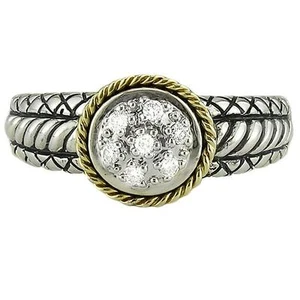 Andrea Candela 18k Gold & Sterling Silver Diamond Cable Halo Band Ring ACR108/11 - Picture 1 of 1
