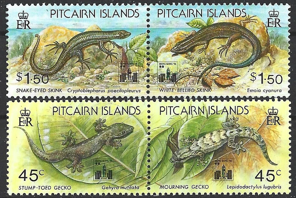 Pitcairn Islands 1994. Lizards. HONG KONG Overprint. Sc#395-398   MNH - Image 1 of 1