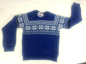Vtg ~ Dr. Denton ~ Blue Snowflake ~ knit acrylic sweater size 5 T ~ made in USA - Picture 1 of 7