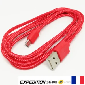 CABLE USB UNIVERSEL ROUGE RECHARGER ANDROID PS4 SAMSUNG TRESSÉ RENFORCÉ 1,5M - Photo 1/12