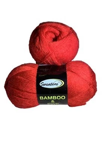 Sensations BAMBOO & YOU Yarn 2-Skein-Lot #49374 RED WOOL BAMBOO Blend Super Fine - Picture 1 of 7