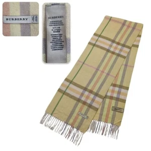 Burberry scarf Unisex Cashmere Green Nova Check Fringe Authentic Winter Scarves - Picture 1 of 9