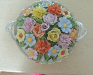Herend Bouquet Large Basket with Roses flowers 1960 - Picture 1 of 9