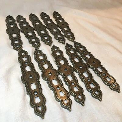 LOTE de placas traseras de gabinete estilo provincial francés ~ latón colonial americano Foto 1 de 4