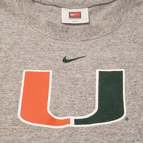 Miami Hurricanes Nike Sleeveless Shirt Men's 2XL Gray Cotton Blend Workout Cover