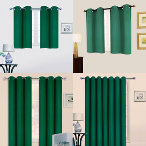 1/2PC100% BLACKOUT UNLINED HEAVY THICK THERMAL PANELS WINDOW CURTAIN TREATMENT 