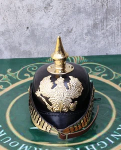 German Prussian Helmet German Leather Pickelhaube Helmet Imperial Officer Helmet - Picture 1 of 5