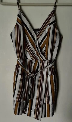 Mameluco Shop Priceleable a Rayas Talla Pequeña Color Mujer Corbata Bolsillos Frontales Cuello en V Foto 1 de 4