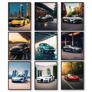 Super Car Posters for Boys Room - Modern Car Wall Art Prints, Sport Car Poste... - Picture 1 of 6