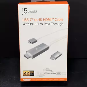 j5create 4K USB-C a 4K HDMI con connettore 100W PT 6' argento JCC155G MAC Windows - Foto 1 di 6